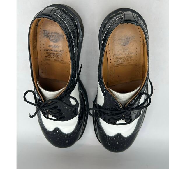 Dr. Martens Made in England Rare VTG Black White Brogue Oxford Wingtip & Chunky - Picture 8 of 12